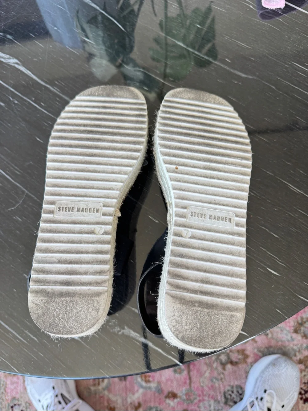 Steve Madden Black Espadrille Platform Slingback Sandals